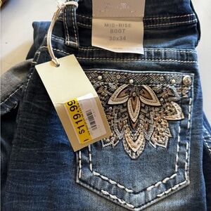 Miss Me Blue Embroidered Boot Cut Jeans